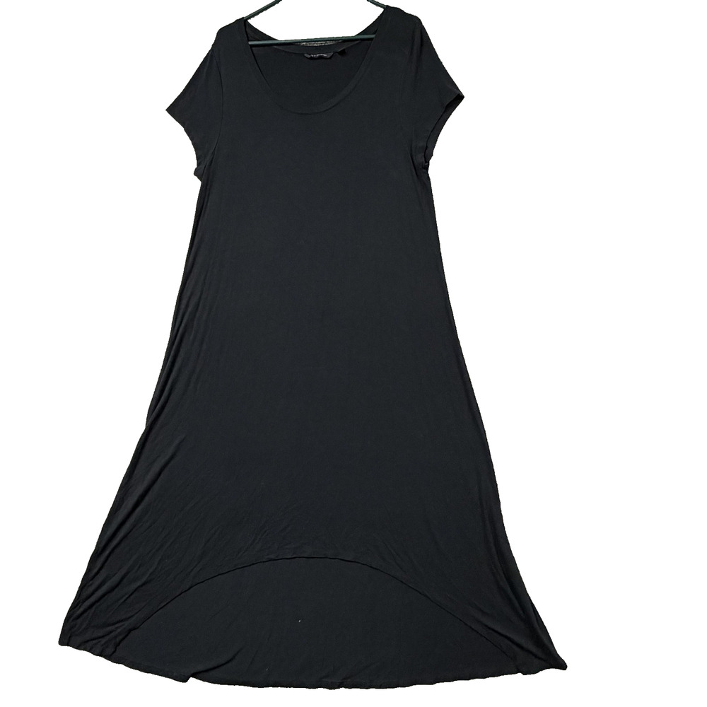H By Halston Dress L Minimalist Comfy Black High Low Hem T Shirt‎ Maxi Stretch